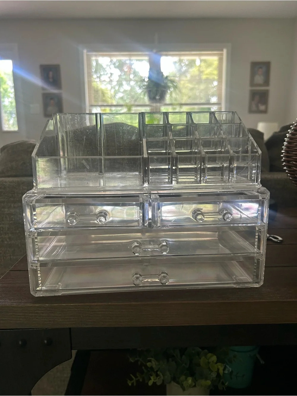 Clear Acrylic Makeup and Jewelry Organizer - Transparent Desktop Storage
